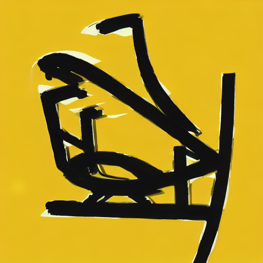 AI image generated of A black and yellow drawing of a chair.
