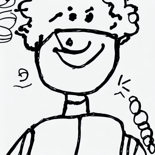 AI image generated of A drawing of a person with glasses and a smile.