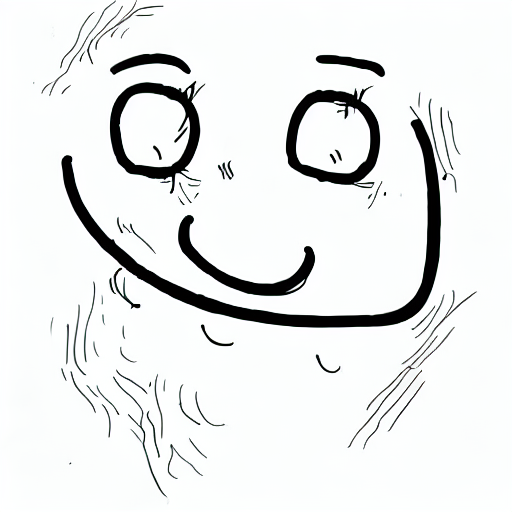 AI image generated of A black and white drawing of a smiling face.