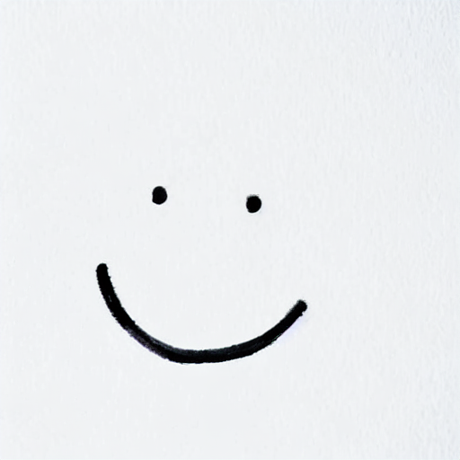 AI image generated of A smiley face drawn in black on a white background.