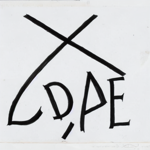 AI image generated of A black and white drawing of a cross with the word COPE written underne