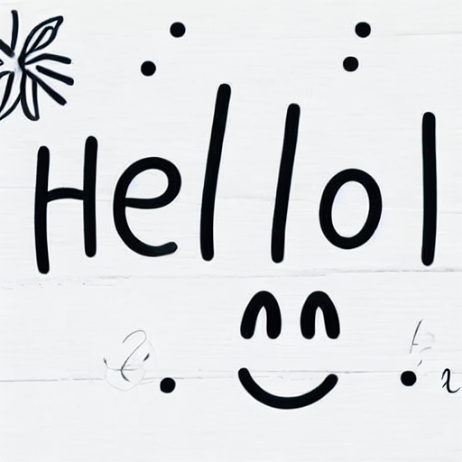 AI image generated of A smiley face with the word hello written underneath it.