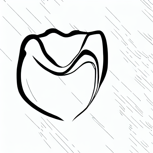 AI image generated of A drawing of a tooth with a black outline.