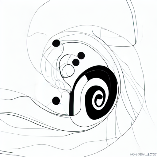 AI image generated of A black line drawing of a spiral.