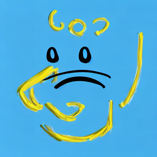 AI image generated of A yellow drawing of a face with a yellow mouth.