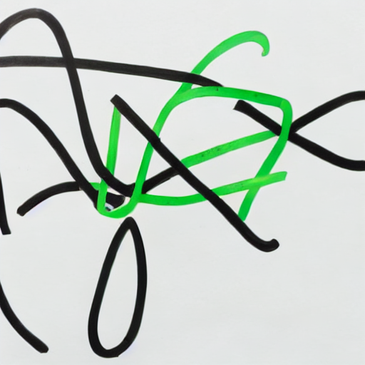 AI image generated of A black and green drawing of a circle with a line through it.