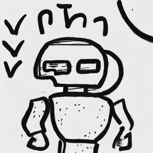 AI image generated of A drawing of a robot with a crown on its head.