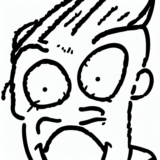 AI image generated of A black and white drawing of a man with a mouth open.