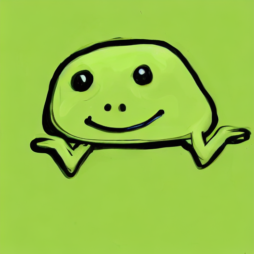 AI image generated of A green frog with a smile on its face.