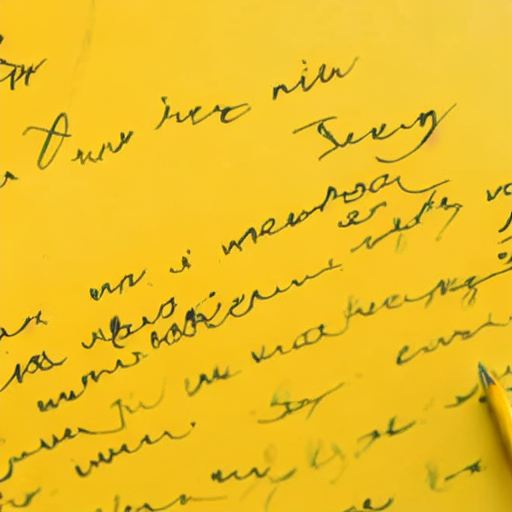 AI image generated of A handwritten letter on a yellow background.