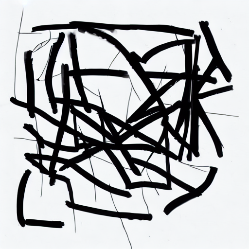 AI image generated of A black and white drawing of a square with a bunch of lines in it.