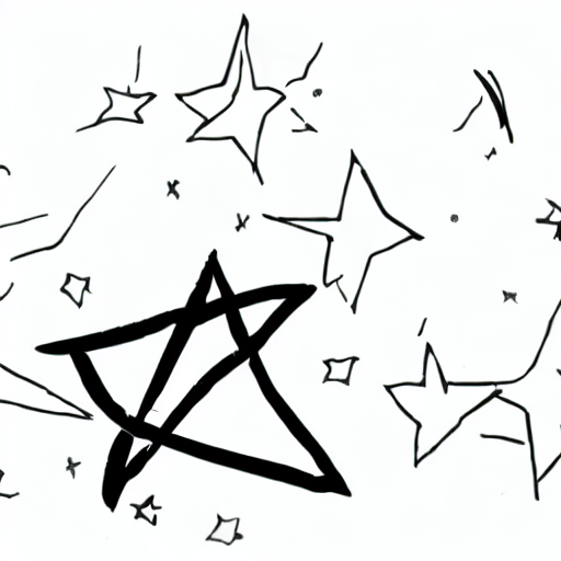 AI image generated of A black star drawn on a white background.