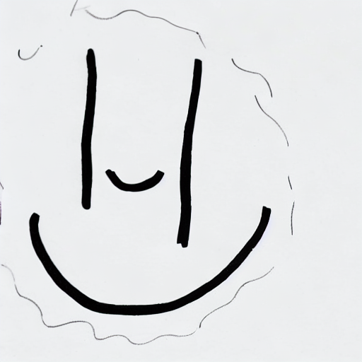 AI image generated of A black and white drawing of a smiling face.