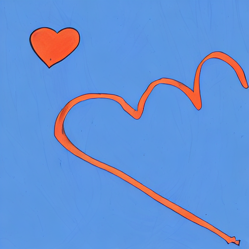 AI image generated of A red line is drawn on a blue background, creating a heart shape.