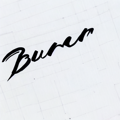 AI image generated of A black pen drawing of the word "Buren" on a white background