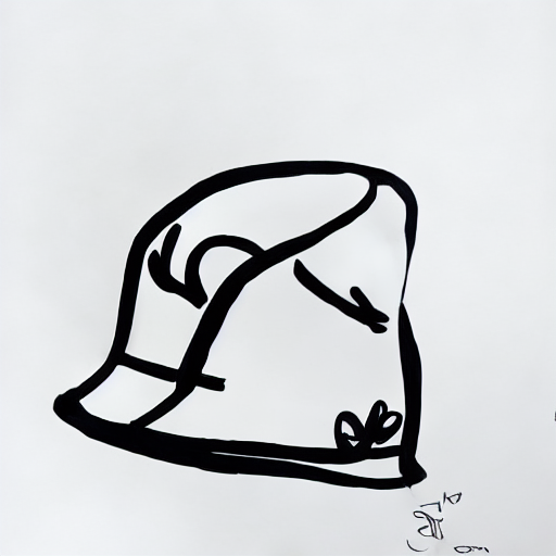 AI image generated of A black and white drawing of a hat.