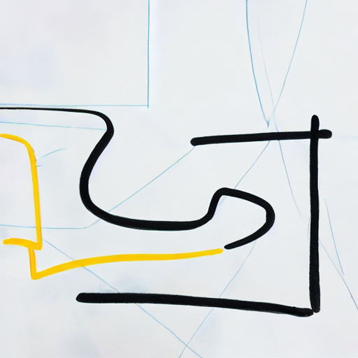 AI image generated of A drawing of a curved line with a yellow line on top of it.