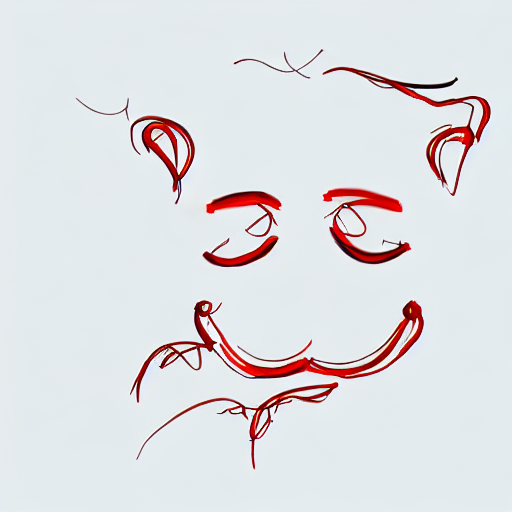 AI image generated of A red drawing of a face with a mouth and eyes.