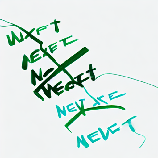 AI image generated of A green drawing of the word "next".