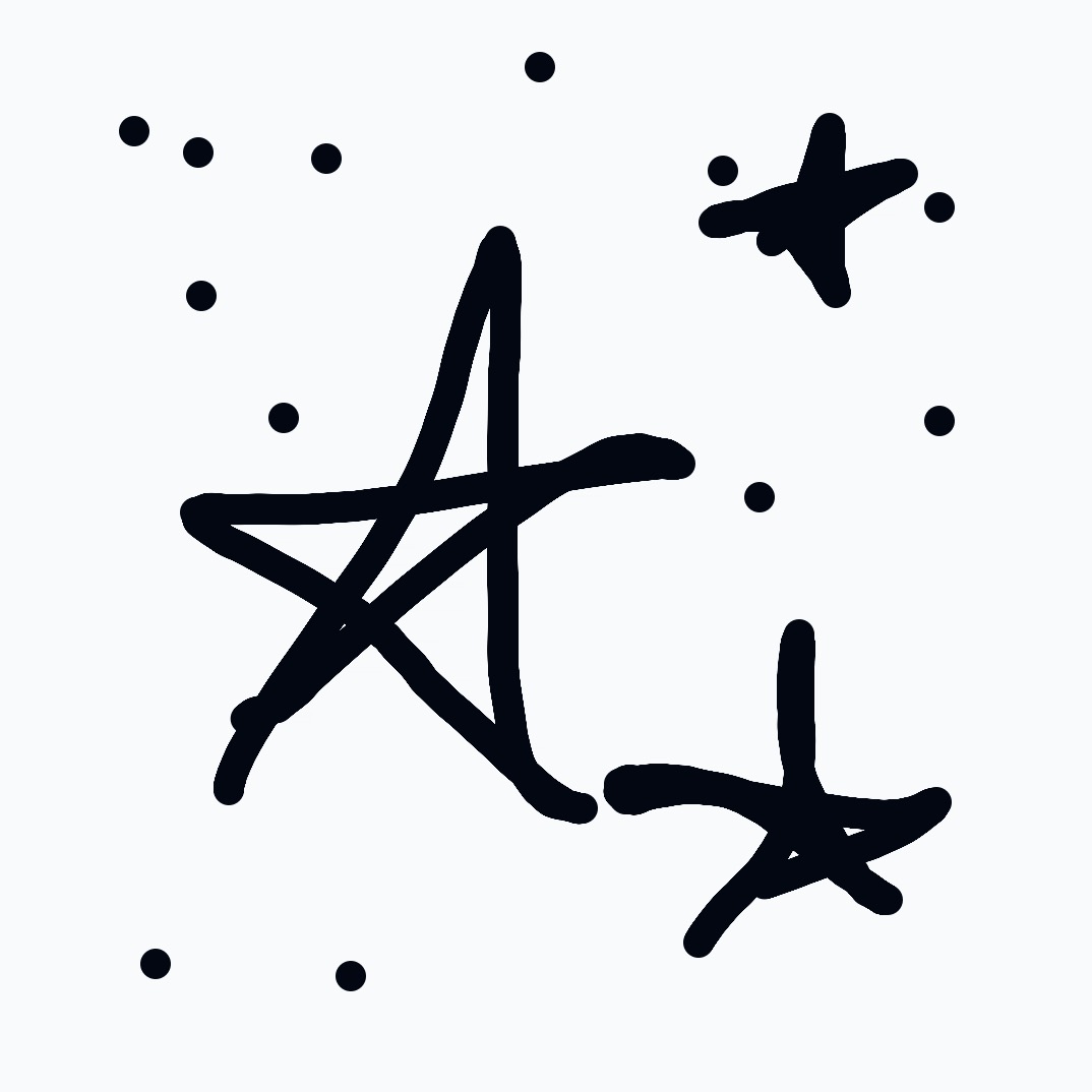 A black star with white dots.