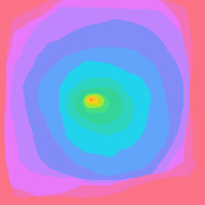 A purple and blue circle with a yellow dot in the center.