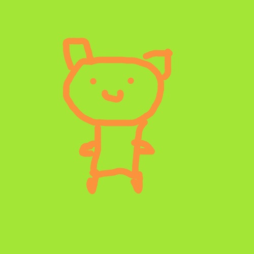 A cartoon drawing of a pig on a green background.