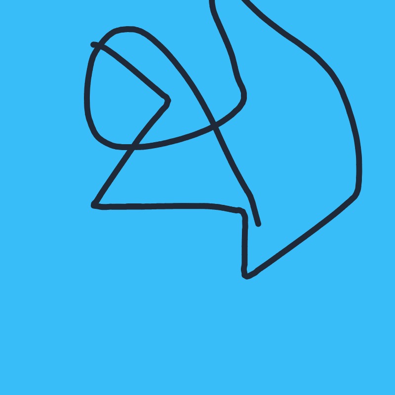 A drawing of a hand with a line through it.