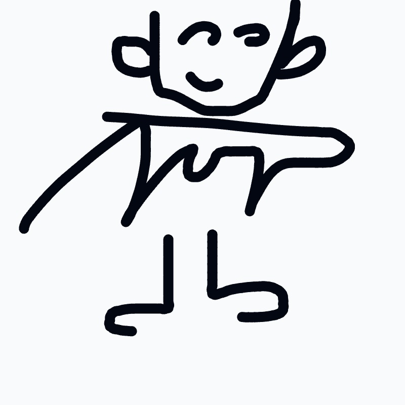 A drawing of a man with a smile on his face.