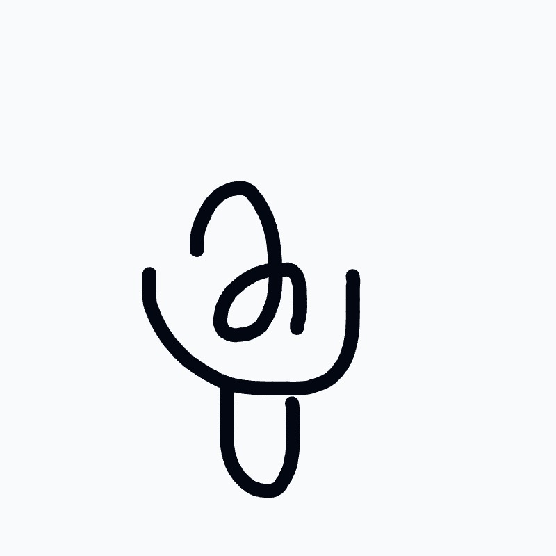 A black and white drawing of a curved line.