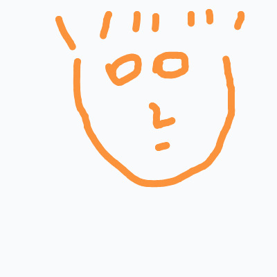 A drawing of a man with a frown on his face.