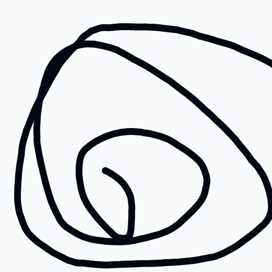 A black and white drawing of a spiral.