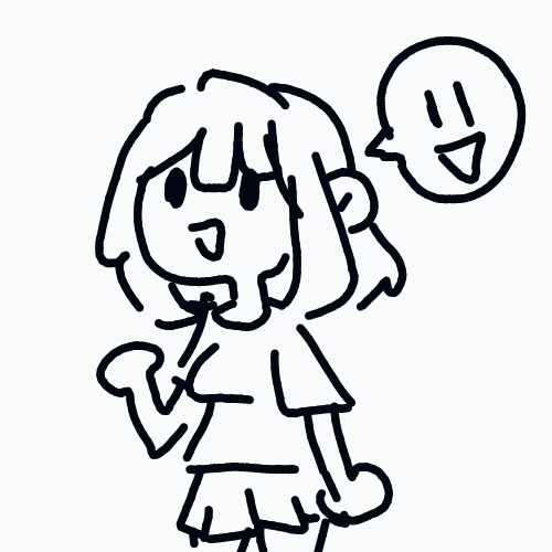 A cartoon drawing of a girl with a smile on her face.