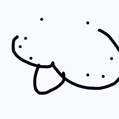 A black and white drawing of a fish with dots on it.