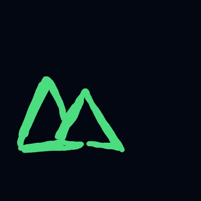 A green triangle with a green line through it.