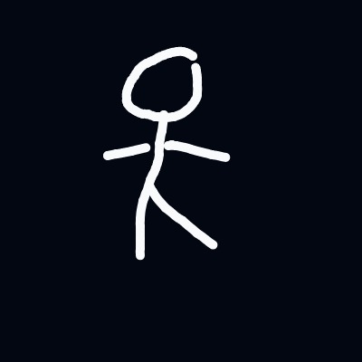A drawing of a person standing in a dark room.