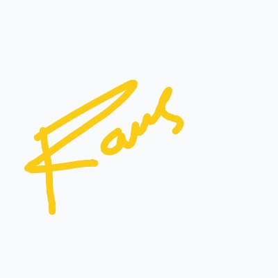 A yellow letter F is written on a white background.