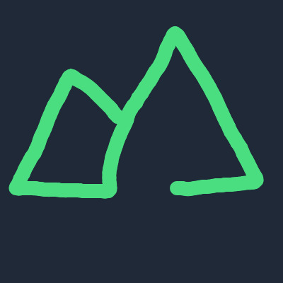 A green triangle with a green line through it.
