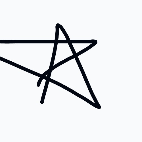 A black star drawn with a pen.