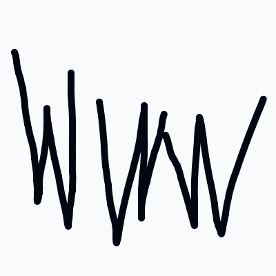 A black and white drawing of a WWW.