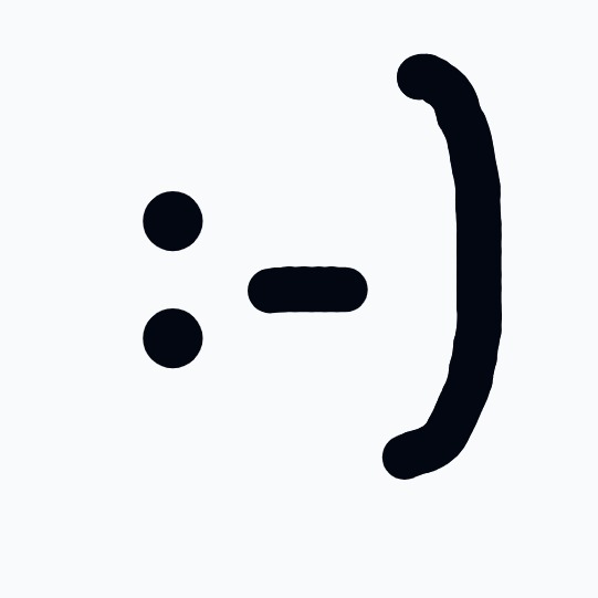 A black and white drawing of a smiley face.