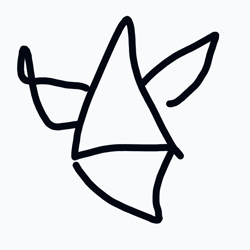 A drawing of a triangle with a line through it.