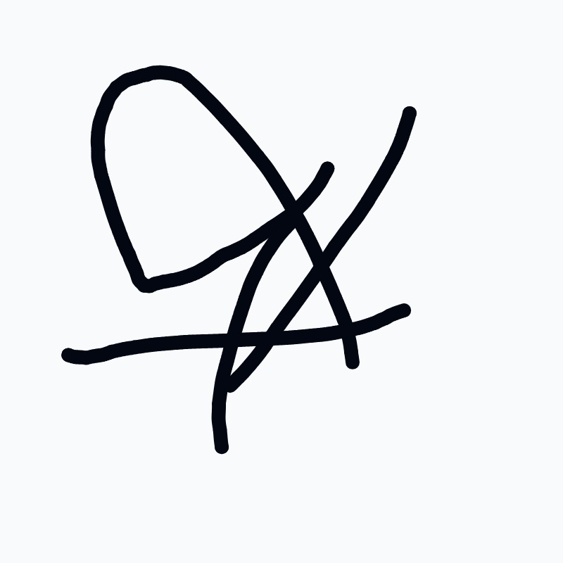 A black and white drawing of a letter A.
