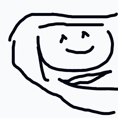 A drawing of a smiling face with a black outline.