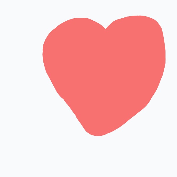 A red heart with a pink outline.