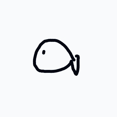 A black and white drawing of a fish.