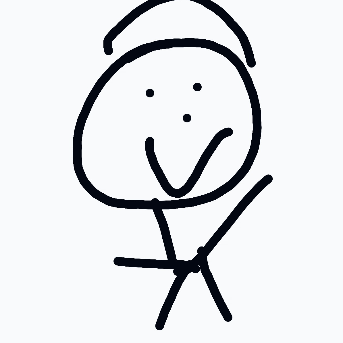 A drawing of a man with a black hat and a white beard.