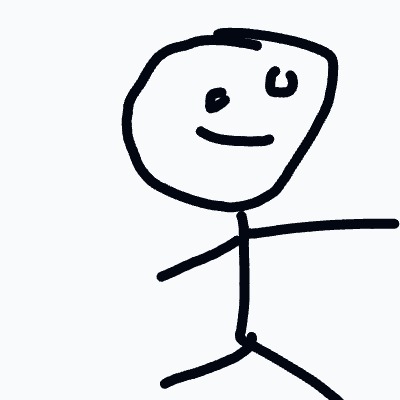 A drawing of a person with a smile on their face.