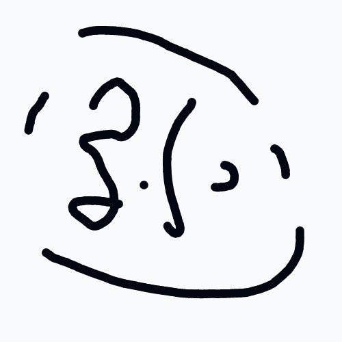 A drawing of a face with the number 30 written in the middle of it.
