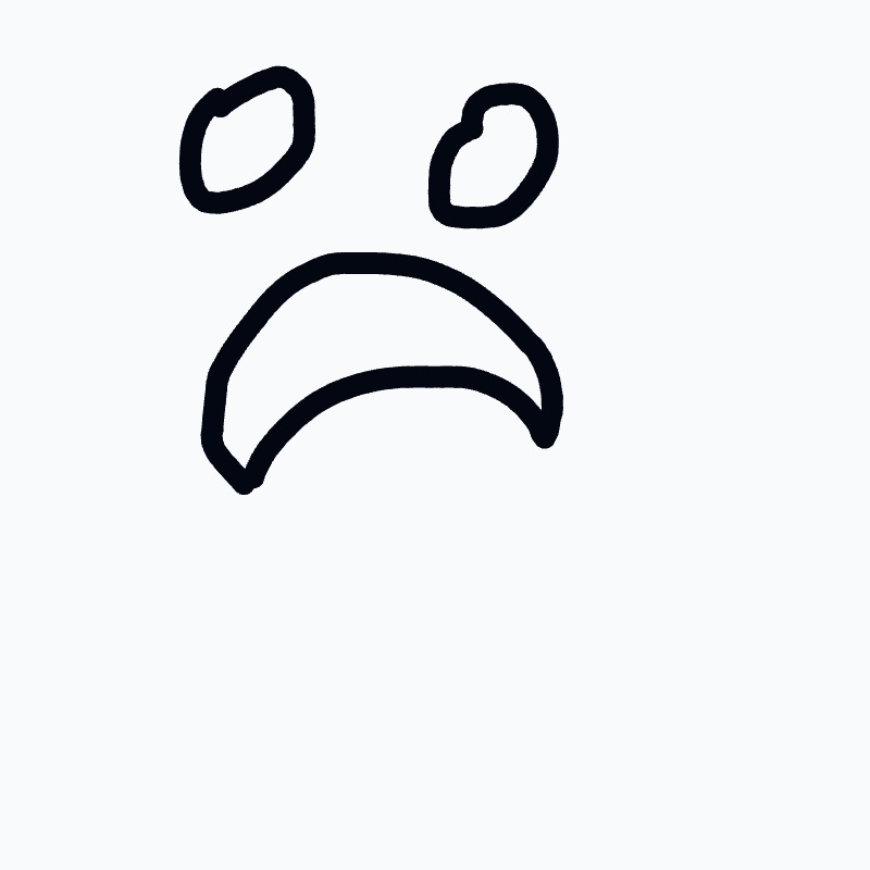 A black and white drawing of a sad face.