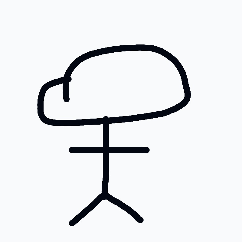A drawing of a person with a hat on.